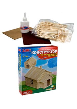 КОНСТРУКТОР ИЗ ДЕРЕВЯННОЙ СОЛОМКИ "ДОМИК"