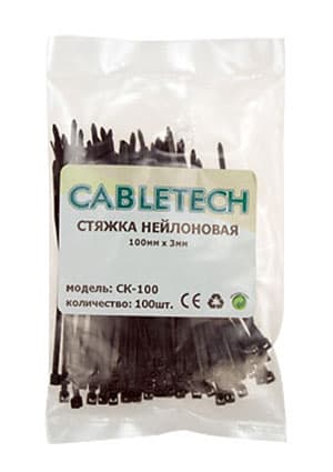 CK-100 100Х2.5ММ ЧЕРНАЯ 100ШТ, CK-100, стяжка 100х2.5 мм черная нейлон, уп.100 шт.