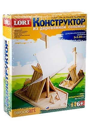 КОНСТРУКТОР ИЗ ДЕРЕВЯННОЙ СОЛОМКИ "ПЛОТ ПУТЕШЕСТВЕННИКА"