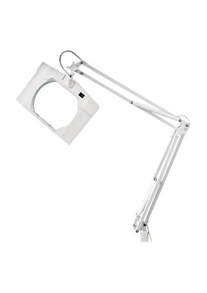 31-0101, Лупа на штат., квадр., наст.,3Х, с подс. на струбцине, белая