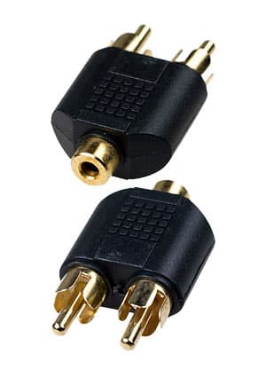 2-228G, переход 2 x RCA "шт" - 3.5мм "гн" моно пластик "позолоченный"