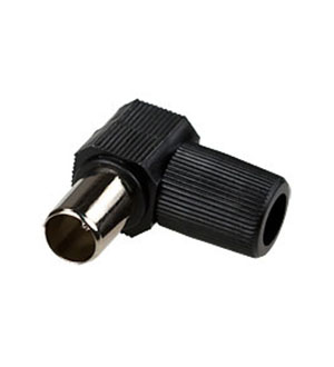 4-004 BK, разъем телевизионный "шт" угл. пластик на кабель винт чер.