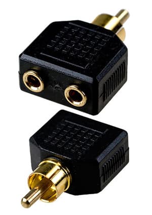2-226G, переход RCA "шт" - 2 x 3.5мм "гн" моно пластик "позолоченный"