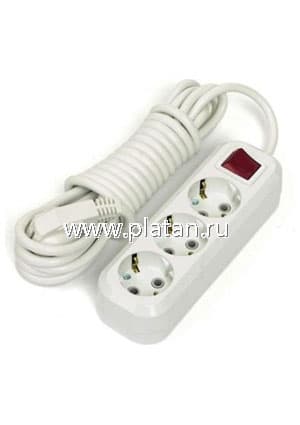 S3x5-ZDV, Удлинитель сетевой, 3 розетки, заземление, выключатель, защита, 5м