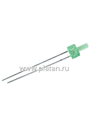 L-13GD, Светодиод Flat Top зеленый 70  d=2мм 10мКд 568нМ