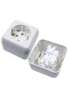 РА16-003-1-B, Розетка 1-м ОП "Прима" с/з 16А, белая