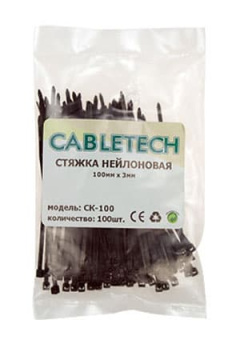 CK-100 100Х2.5ММ ЧЕРНАЯ 100ШТ, CK-100, стяжка 100х2.5 мм черная нейлон, уп.100 шт.