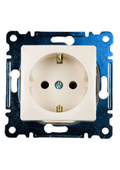 30010028 РОЗЕТКА ОДИНАР. С ЗАЗЕМ.16А 250В(КРЕМ.)КРЕМ. Б/РАМКИ