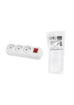 SQ1806-0418, Колодка розеточная 3 гнезда 2П+3 c выключателем 16А 250В белая серии "Народная"