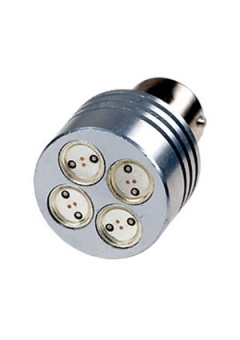S25-RB-15S-4LED-4W-Y, 12V, LED лампа желтая S25 BA15S(D) Round Base 4W