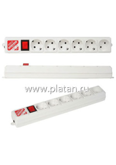SPG(5+1)-B-6/20, Удлинитель сетевой с фильтром, 6 розеток, 1.9 м, серый