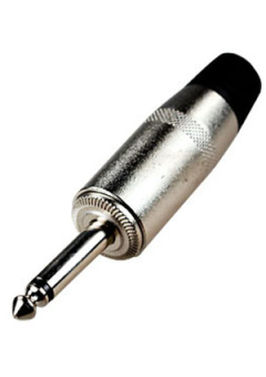 1-112, штекер аудио 6.35мм  моно металл на кабель