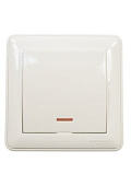 BC116-151-18, Выключатель "WESSEN-59" кнопочный с индик. СП (белый) с самовозвратом