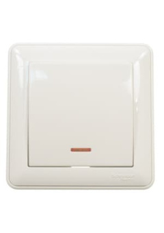 BC116-151-18, Выключатель "WESSEN-59" кнопочный с индик. СП (белый) с самовозвратом