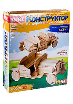 КОНСТРУКТОР ИЗ ДЕРЕВЯННОЙ СОЛОМКИ "СТАРЫЙ АВТОМОБИЛЬ"