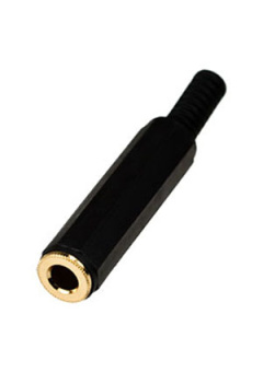 1-151G, гнездо аудио 6.35мм стерео пластик на кабель "позолоченный"