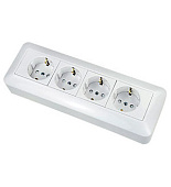 РА16-411, Розетка 4-м ОП "Прима" с защит.штор. 16А